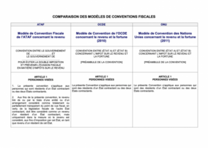 Comparaison des traités - ATAF OCDE ONU