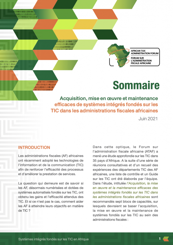 RÉSUMÉ : Acquisition, mise en œuvre et maintenance efficaces des systèmes TIC intégrés d'administration fiscale en Afrique